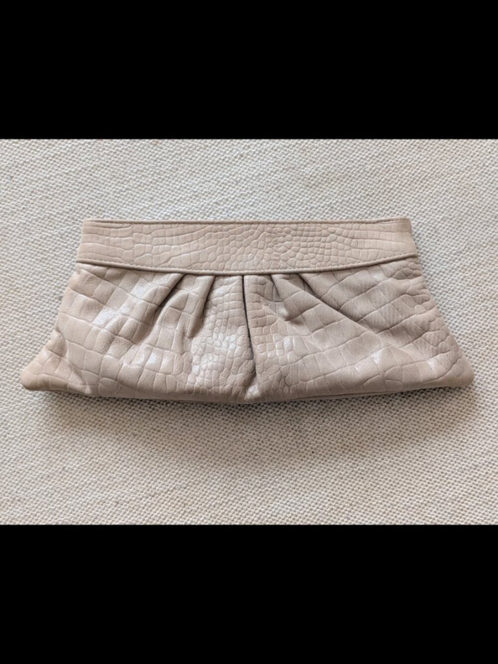 Lauren Merkin Beige Crocodile Clutch